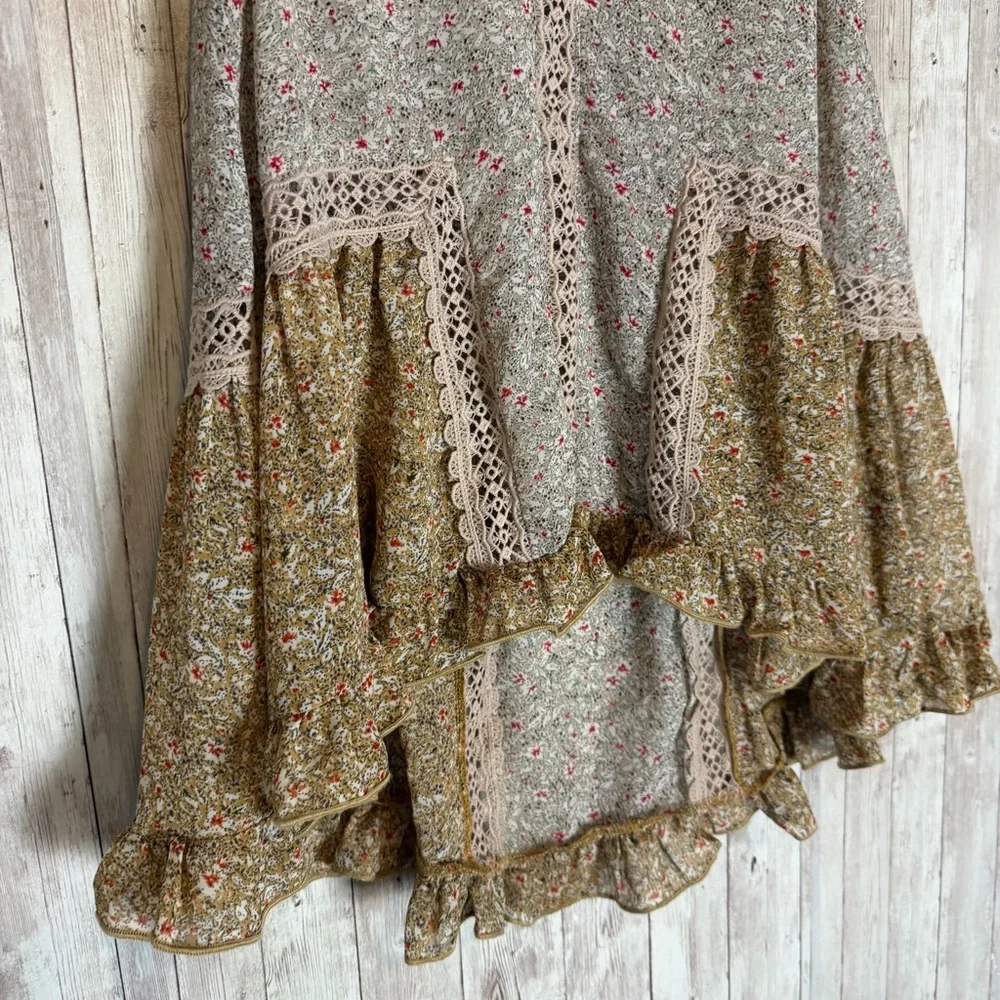 POL Boho Mixed Print Lace Trim Sleeveless Tunic Top - Picture 4 of 10
